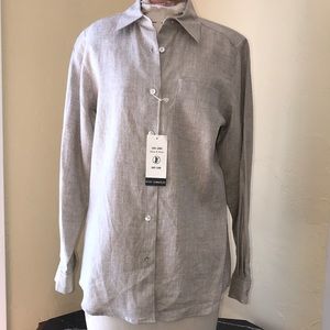 Petite Sophisticate Linen Blouse